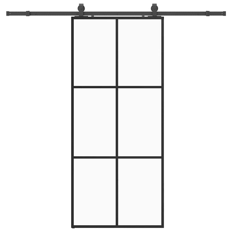 vidaXL fekete ESG üveg tolóajtó fémszerelvény-szettel 90x205 cm