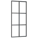 vidaXL fekete ESG üveg tolóajtó fémszerelvény-szettel 90x205 cm