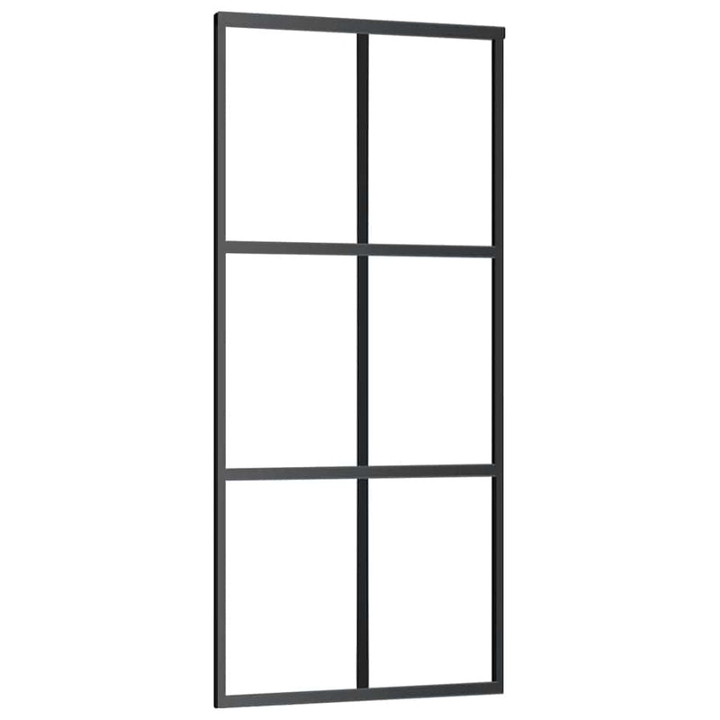vidaXL fekete ESG üveg tolóajtó fémszerelvény-szettel 90x205 cm