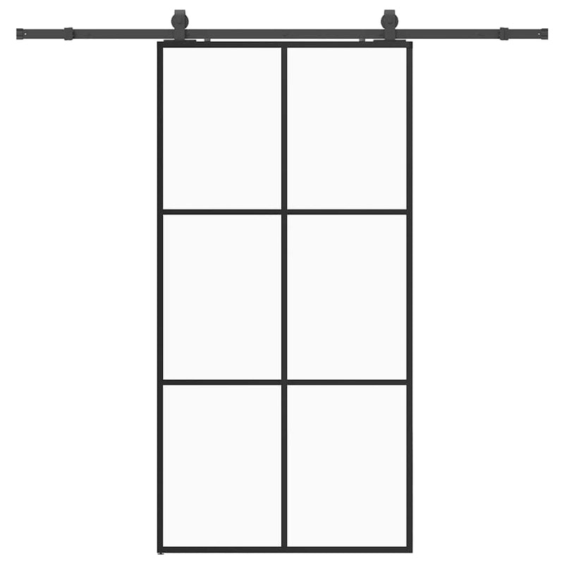 vidaXL fekete ESG üveg tolóajtó fémszerelvény-szettel 102x205 cm