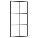 vidaXL fekete ESG üveg tolóajtó fémszerelvény-szettel 102x205 cm