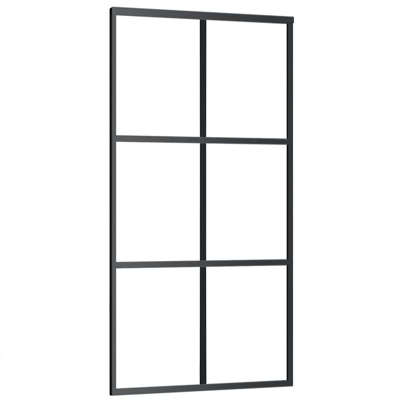 vidaXL fekete ESG üveg tolóajtó fémszerelvény-szettel 102x205 cm