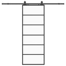 vidaXL fekete ESG üveg tolóajtó fémszerelvény-szettel 76x205 cm