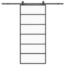 vidaXL fekete ESG üveg tolóajtó fémszerelvény-szettel 90x205 cm