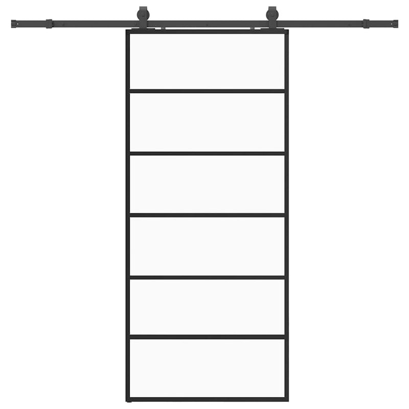 vidaXL fekete ESG üveg tolóajtó fémszerelvény-szettel 90x205 cm