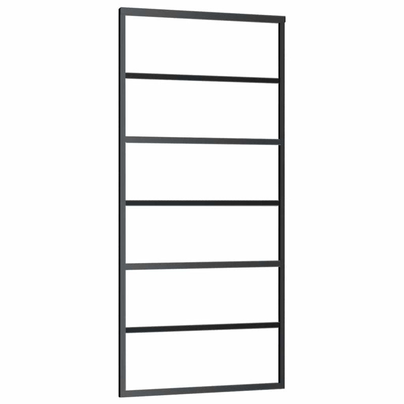 vidaXL fekete ESG üveg tolóajtó fémszerelvény-szettel 90x205 cm