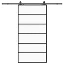 vidaXL fekete ESG üveg tolóajtó fémszerelvény-szettel 102x205 cm
