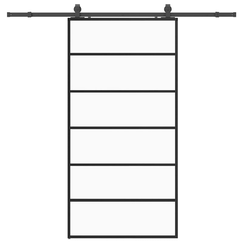 vidaXL fekete ESG üveg tolóajtó fémszerelvény-szettel 102x205 cm