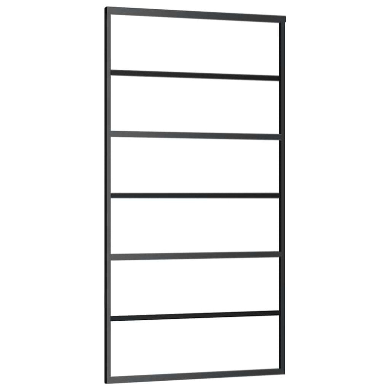 vidaXL fekete ESG üveg tolóajtó fémszerelvény-szettel 102x205 cm