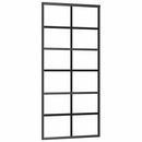 vidaXL fekete ESG üveg tolóajtó fémszerelvény-szettel 90x205 cm