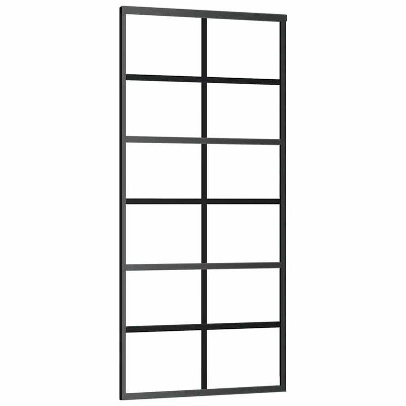 vidaXL fekete ESG üveg tolóajtó fémszerelvény-szettel 90x205 cm