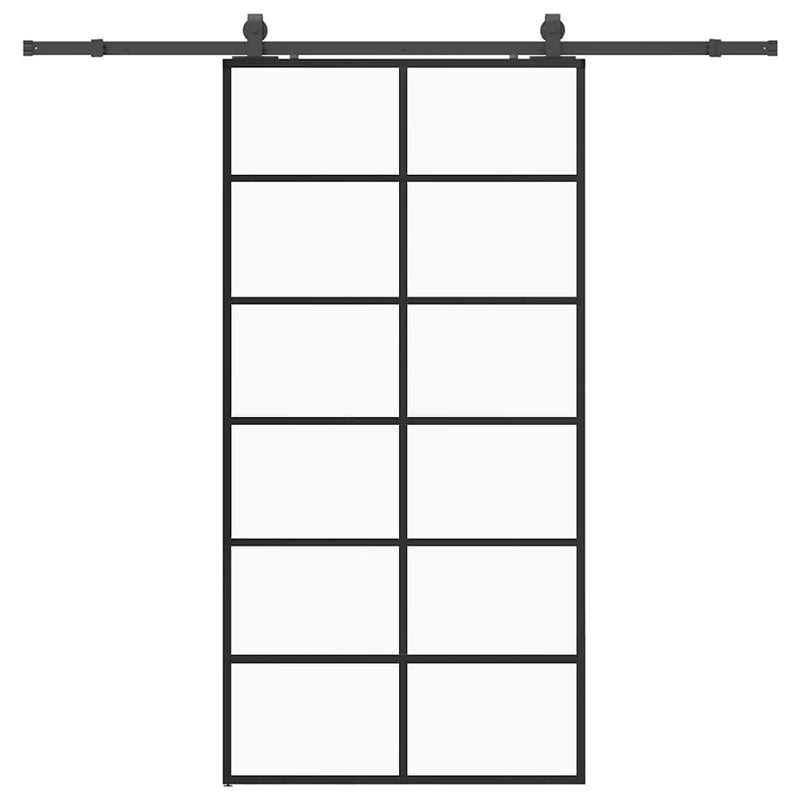 vidaXL fekete ESG üveg tolóajtó fémszerelvény-szettel 102x205 cm