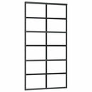 vidaXL fekete ESG üveg tolóajtó fémszerelvény-szettel 102x205 cm