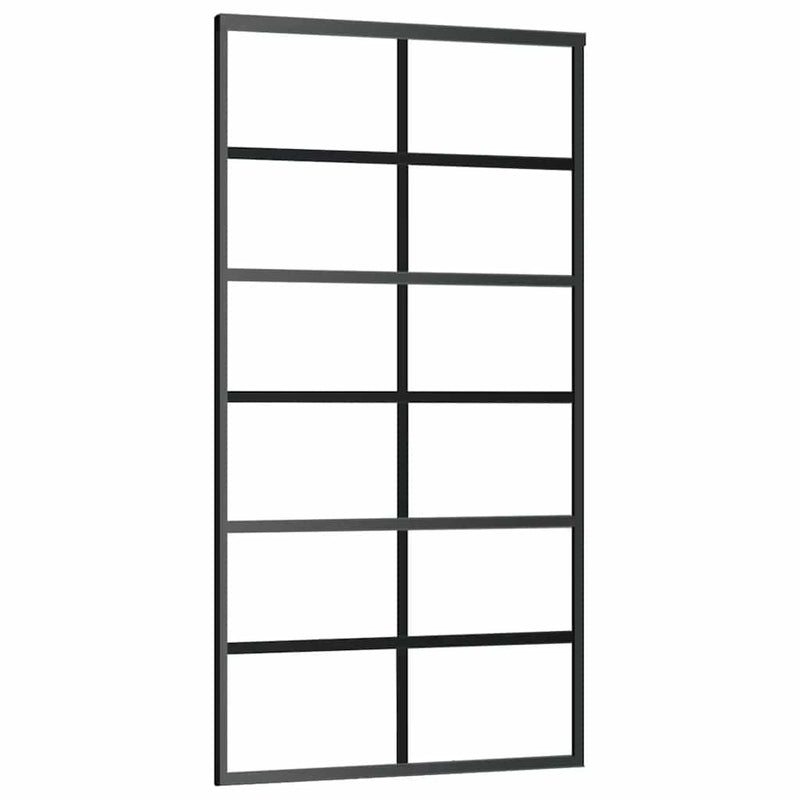 vidaXL fekete ESG üveg tolóajtó fémszerelvény-szettel 102x205 cm