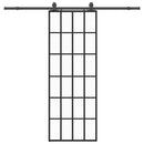 vidaXL fekete ESG üveg tolóajtó fémszerelvény-szettel 76x205 cm