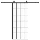 vidaXL fekete ESG üveg tolóajtó fémszerelvény-szettel 90x205 cm
