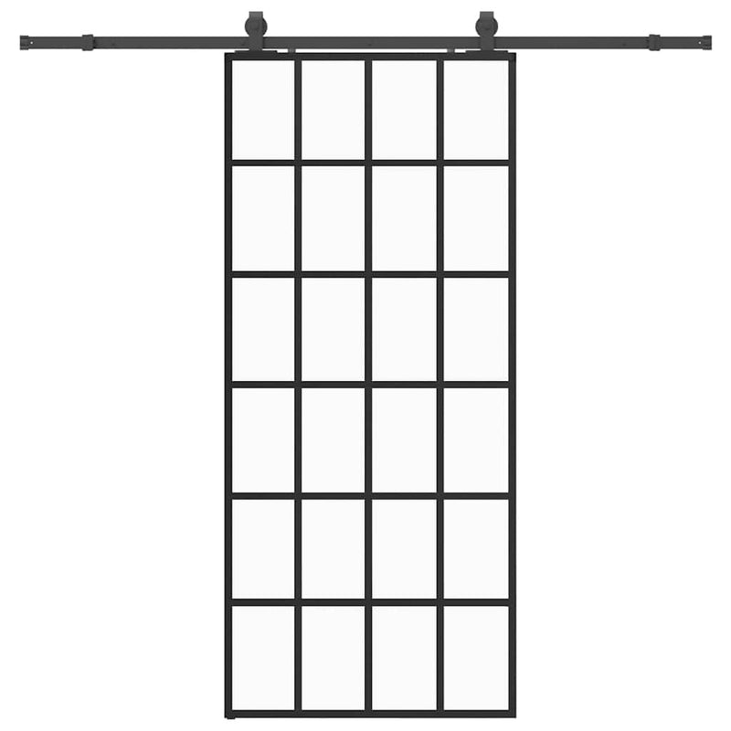 vidaXL fekete ESG üveg tolóajtó fémszerelvény-szettel 90x205 cm