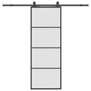 vidaXL fekete ESG üveg tolóajtó fémszerelvény-szettel 76x205 cm