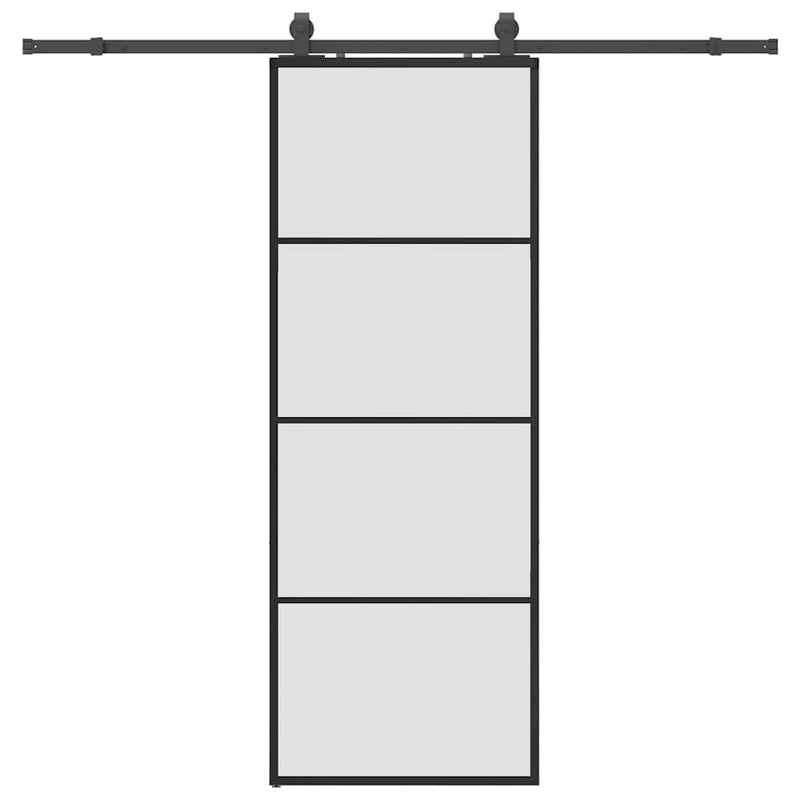 vidaXL fekete ESG üveg tolóajtó fémszerelvény-szettel 76x205 cm