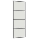 vidaXL fekete ESG üveg tolóajtó fémszerelvény-szettel 76x205 cm