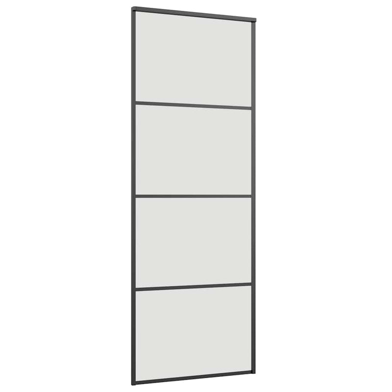 vidaXL fekete ESG üveg tolóajtó fémszerelvény-szettel 76x205 cm