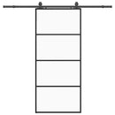 vidaXL fekete ESG üveg tolóajtó fémszerelvény-szettel 90x205 cm