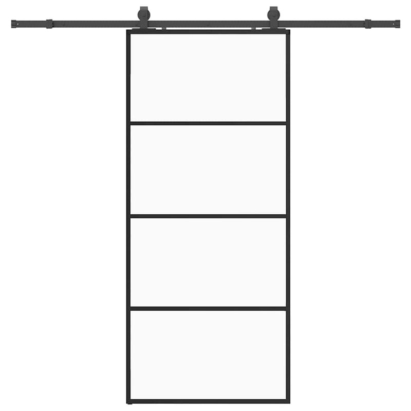 vidaXL fekete ESG üveg tolóajtó fémszerelvény-szettel 90x205 cm