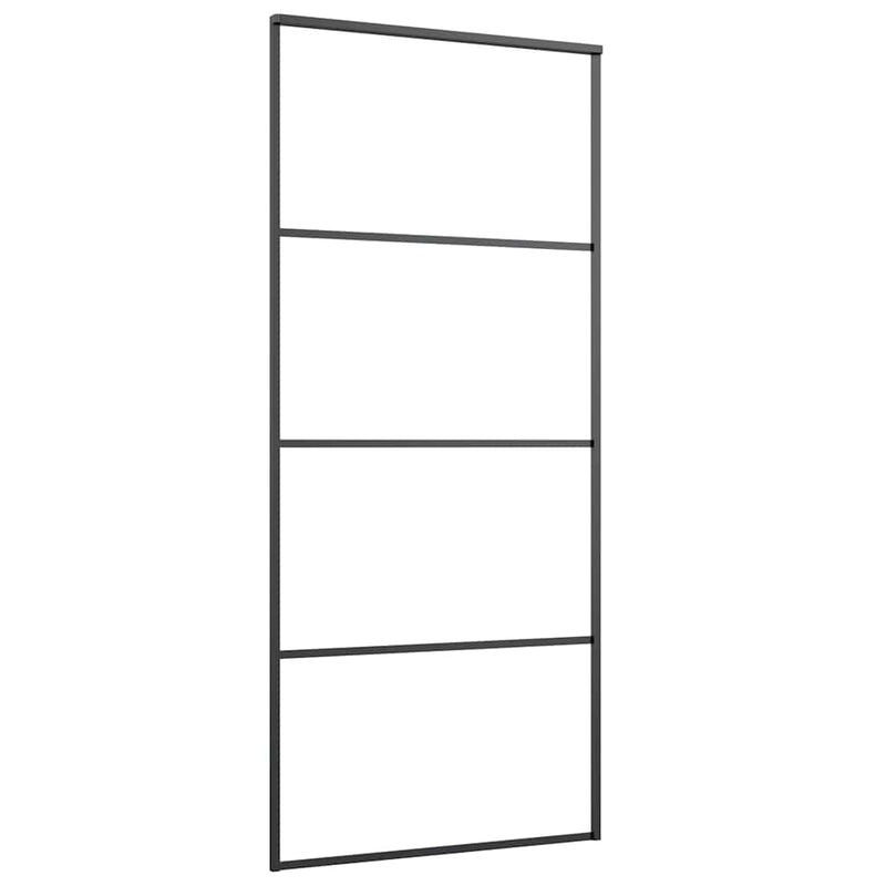 vidaXL fekete ESG üveg tolóajtó fémszerelvény-szettel 90x205 cm