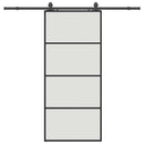 vidaXL fekete ESG üveg tolóajtó fémszerelvény-szettel 90x205 cm