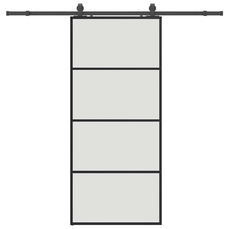 vidaXL fekete ESG üveg tolóajtó fémszerelvény-szettel 90x205 cm