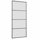 vidaXL fekete ESG üveg tolóajtó fémszerelvény-szettel 90x205 cm