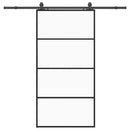 vidaXL fekete ESG üveg tolóajtó fémszerelvény-szettel 102,5x205 cm