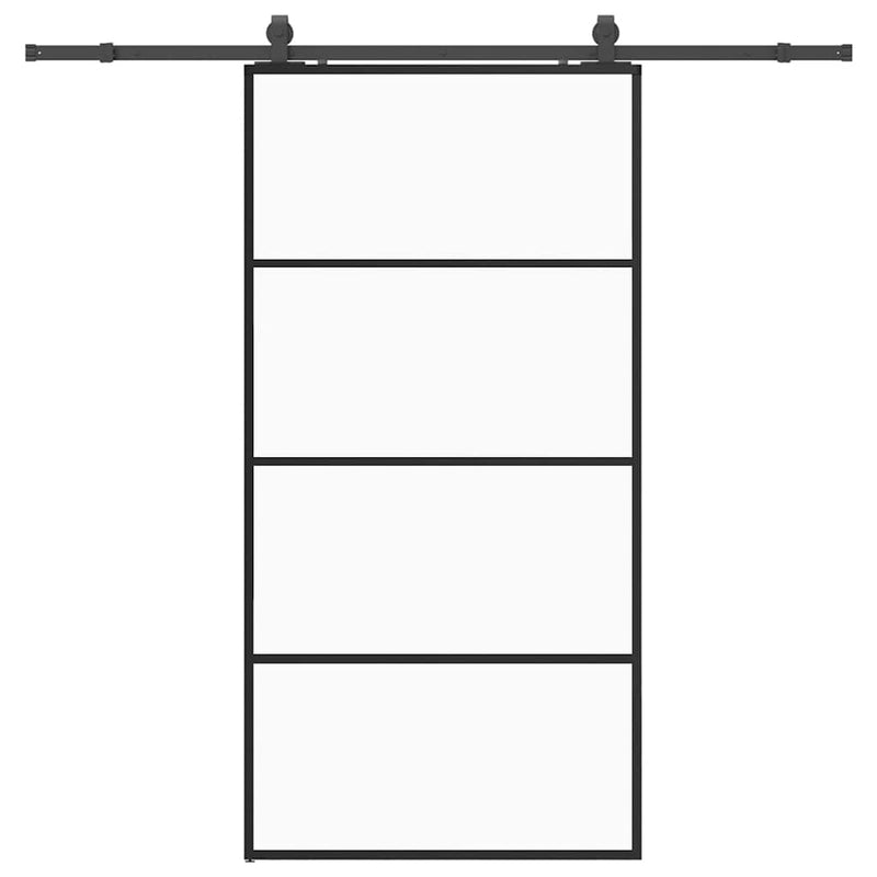 vidaXL fekete ESG üveg tolóajtó fémszerelvény-szettel 102,5x205 cm