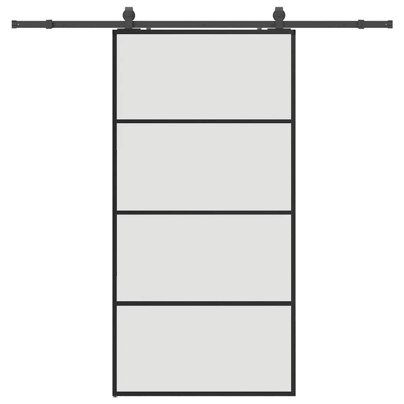 vidaXL fekete ESG üveg tolóajtó fémszerelvény-szettel 102,5x205 cm