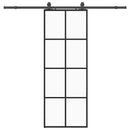 vidaXL fekete ESG üveg tolóajtó fémszerelvény-szettel 76x205 cm