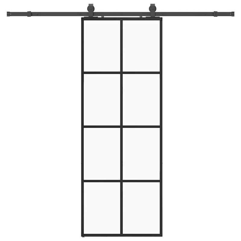 vidaXL fekete ESG üveg tolóajtó fémszerelvény-szettel 76x205 cm