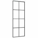 vidaXL fekete ESG üveg tolóajtó fémszerelvény-szettel 76x205 cm
