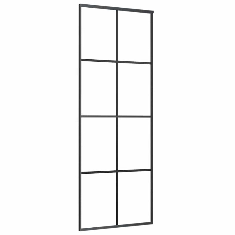 vidaXL fekete ESG üveg tolóajtó fémszerelvény-szettel 76x205 cm