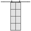 vidaXL fekete ESG üveg tolóajtó fémszerelvény-szettel 76x205 cm