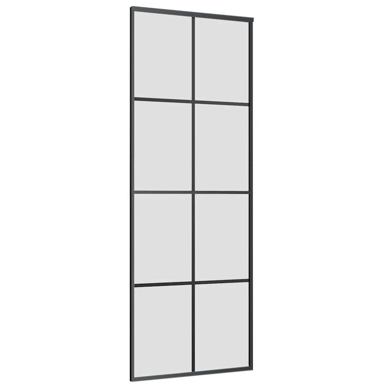 vidaXL fekete ESG üveg tolóajtó fémszerelvény-szettel 76x205 cm