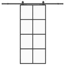 vidaXL fekete ESG üveg tolóajtó fémszerelvény-szettel 90x205 cm