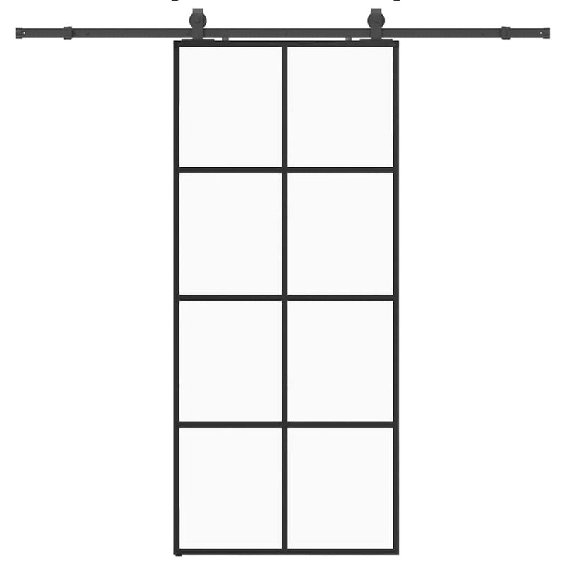 vidaXL fekete ESG üveg tolóajtó fémszerelvény-szettel 90x205 cm
