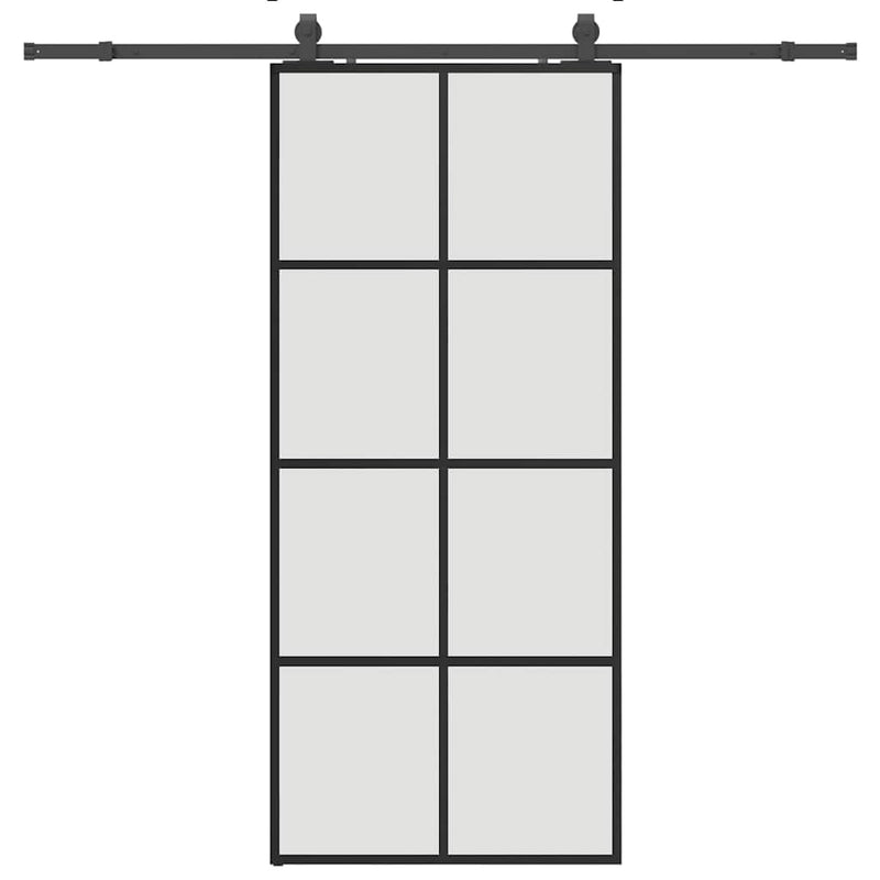 vidaXL fekete ESG üveg tolóajtó fémszerelvény-szettel 90x205 cm