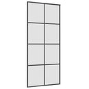 vidaXL fekete ESG üveg tolóajtó fémszerelvény-szettel 90x205 cm