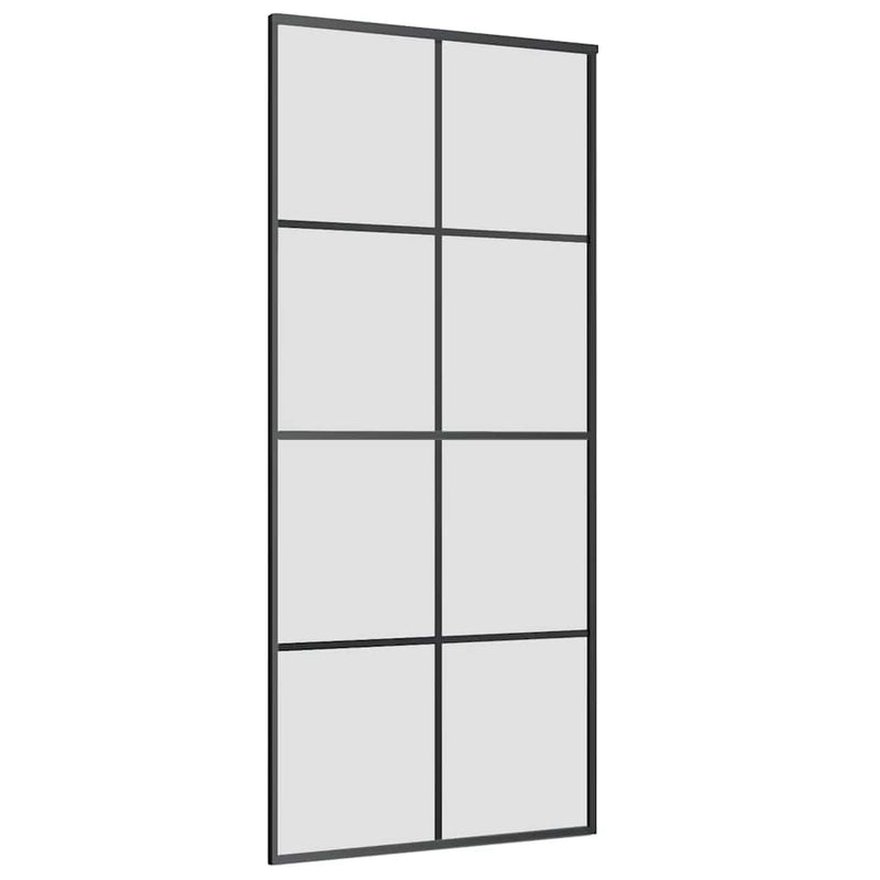 vidaXL fekete ESG üveg tolóajtó fémszerelvény-szettel 90x205 cm