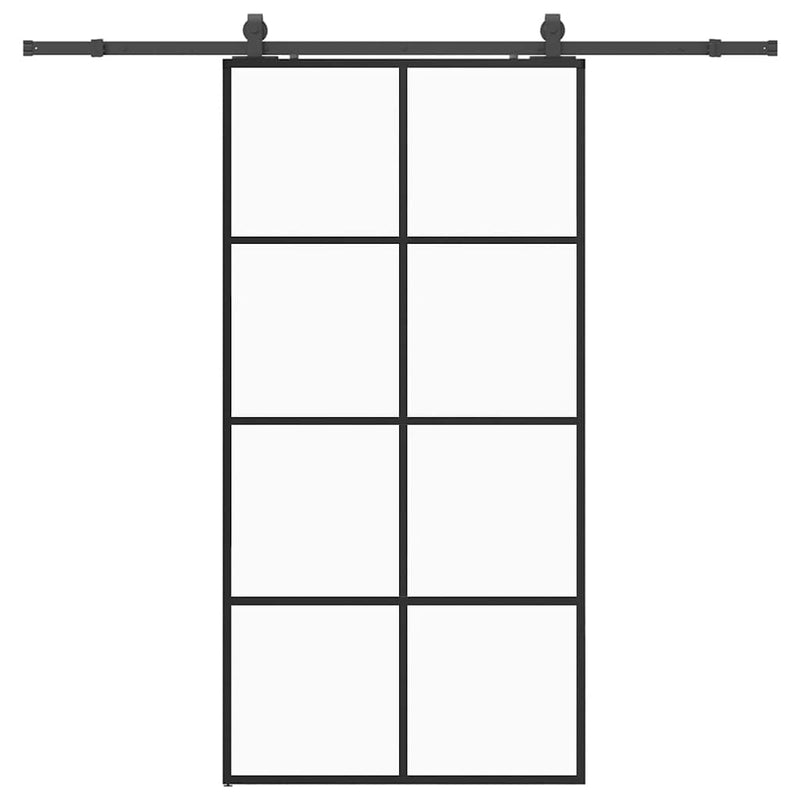 vidaXL fekete ESG üveg tolóajtó fémszerelvény-szettel 102,5x205 cm