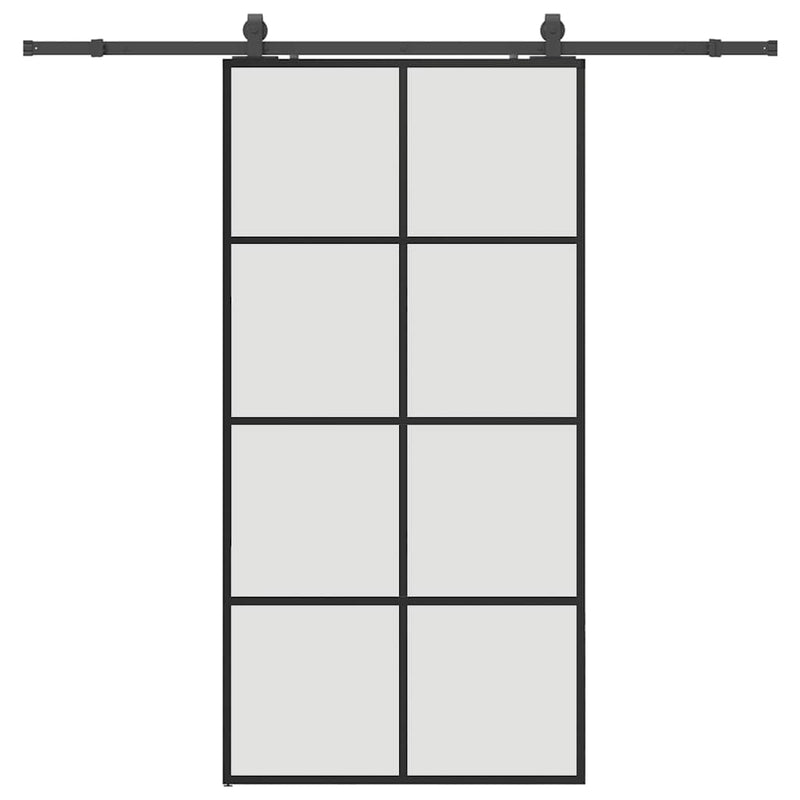 vidaXL fekete ESG üveg tolóajtó fémszerelvény-szettel 102,5x205 cm