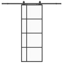 vidaXL fekete ESG üveg tolóajtó fémszerelvény-szettel 76x205 cm