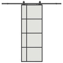 vidaXL fekete ESG üveg tolóajtó fémszerelvény-szettel 76x205 cm