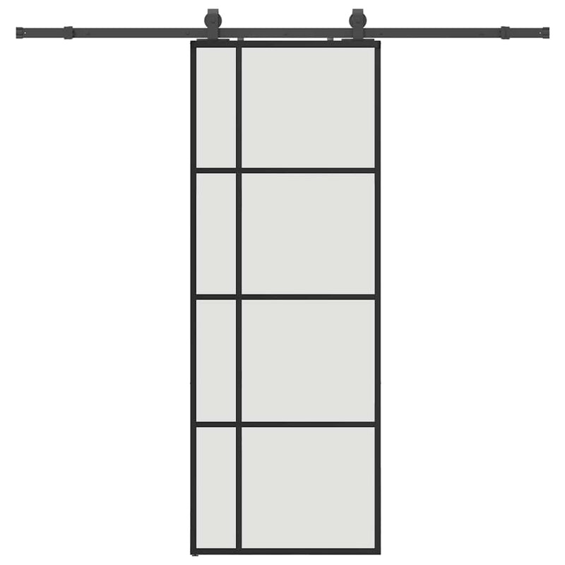 vidaXL fekete ESG üveg tolóajtó fémszerelvény-szettel 76x205 cm